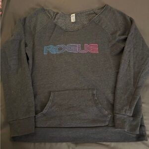 Rogue Charcoal Sweatshirt with Blue-to-Pink Gradient Logo